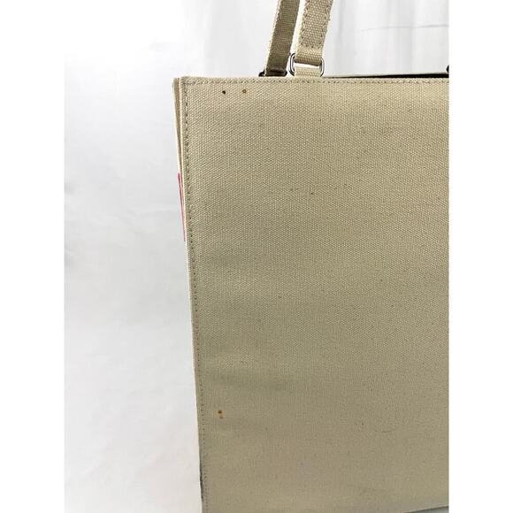 VTG Kate Spade Tote Bag Beige Pink Canvas Handbag Solid Stripe - Picture 12 of 16